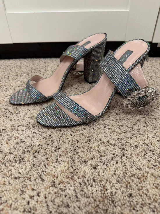 NEW NWOT SJP by Sarah Jessica Parker Iridescent Crystal Block Heel Sandal - Picture 5 of 6